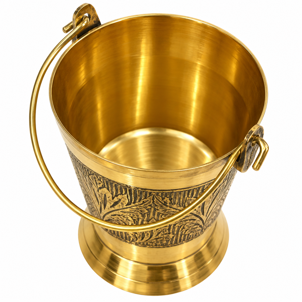 Brass Bucket with Handle | Decorative Brass Balti for Pooja & Home Décor