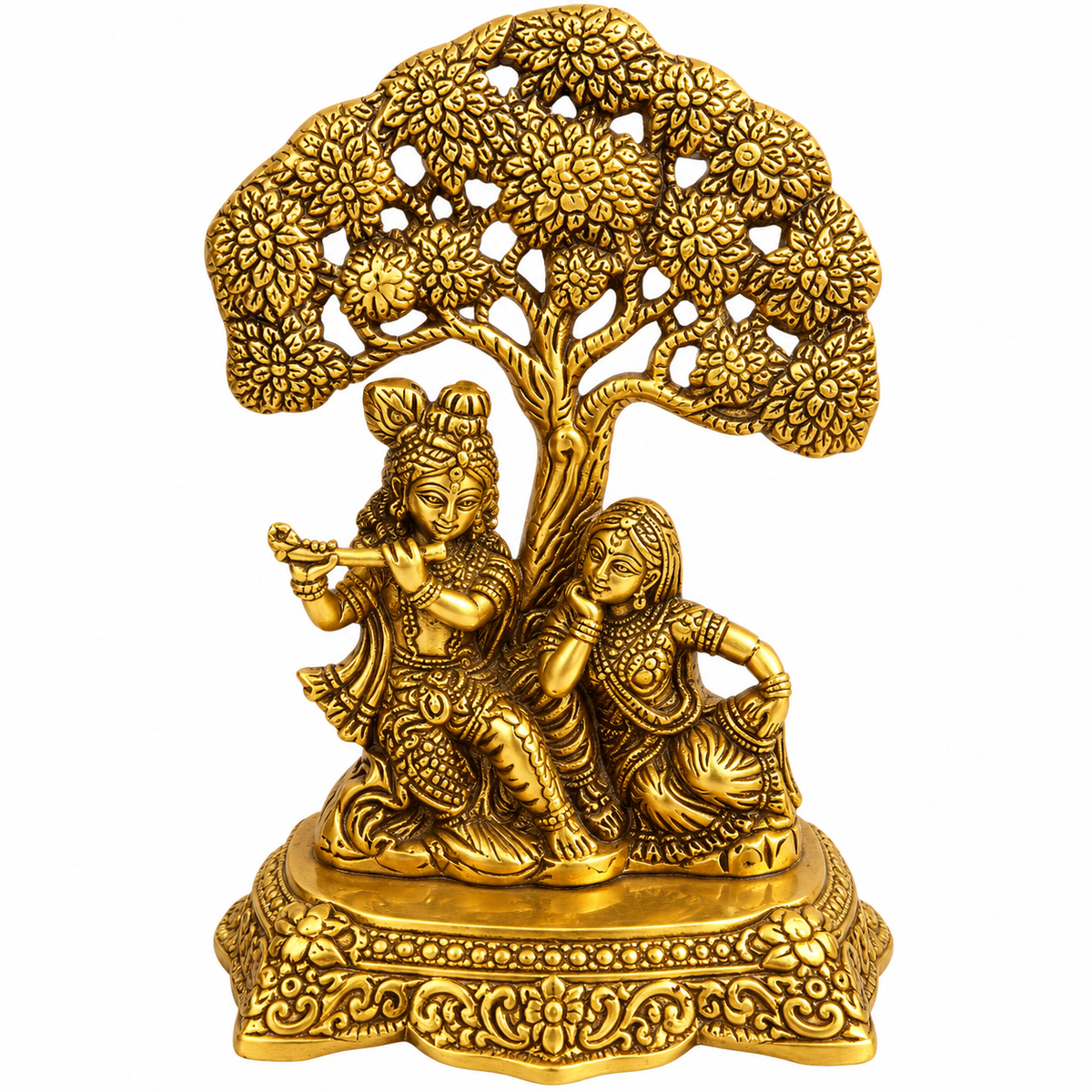 Gold Plated Radha Krishna Under Tree Idol |