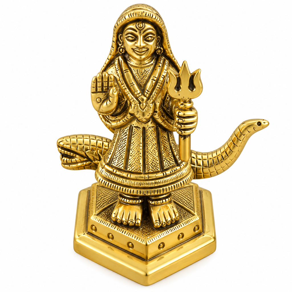 Brass Khodiyar Mata Idol with Crocodile