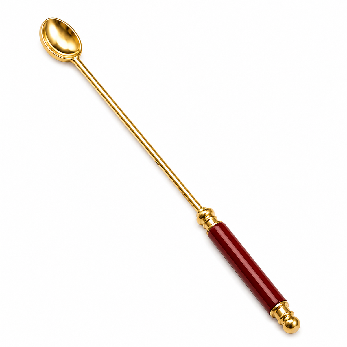Premium Brass Havan Ghee Offering Spoon with Wooden Handle