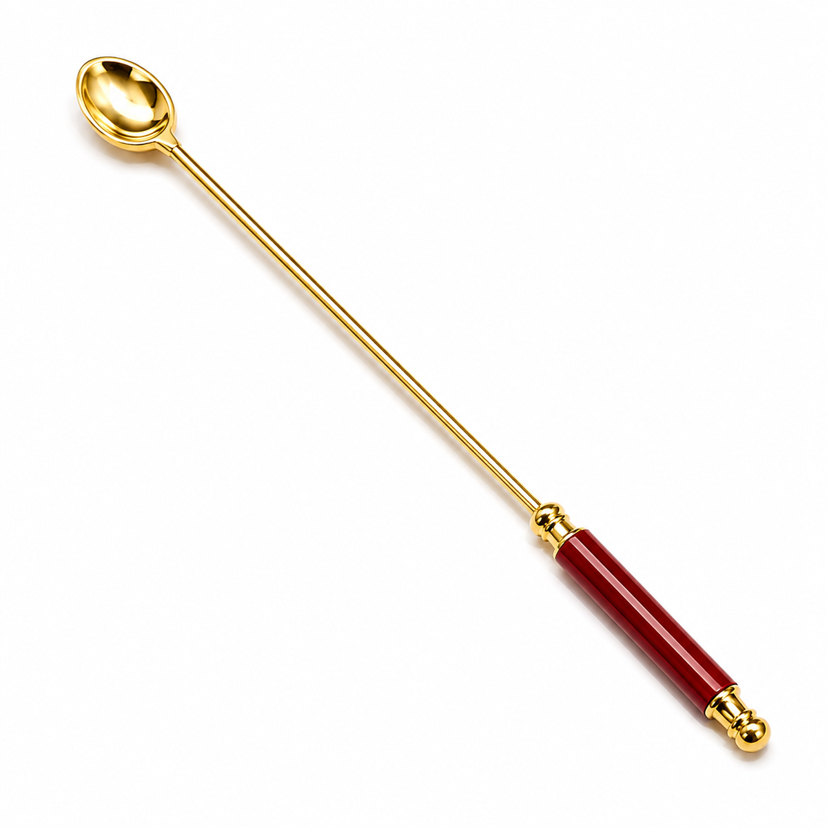 Premium Brass Havan Ghee Offering Spoon with Wooden Handle