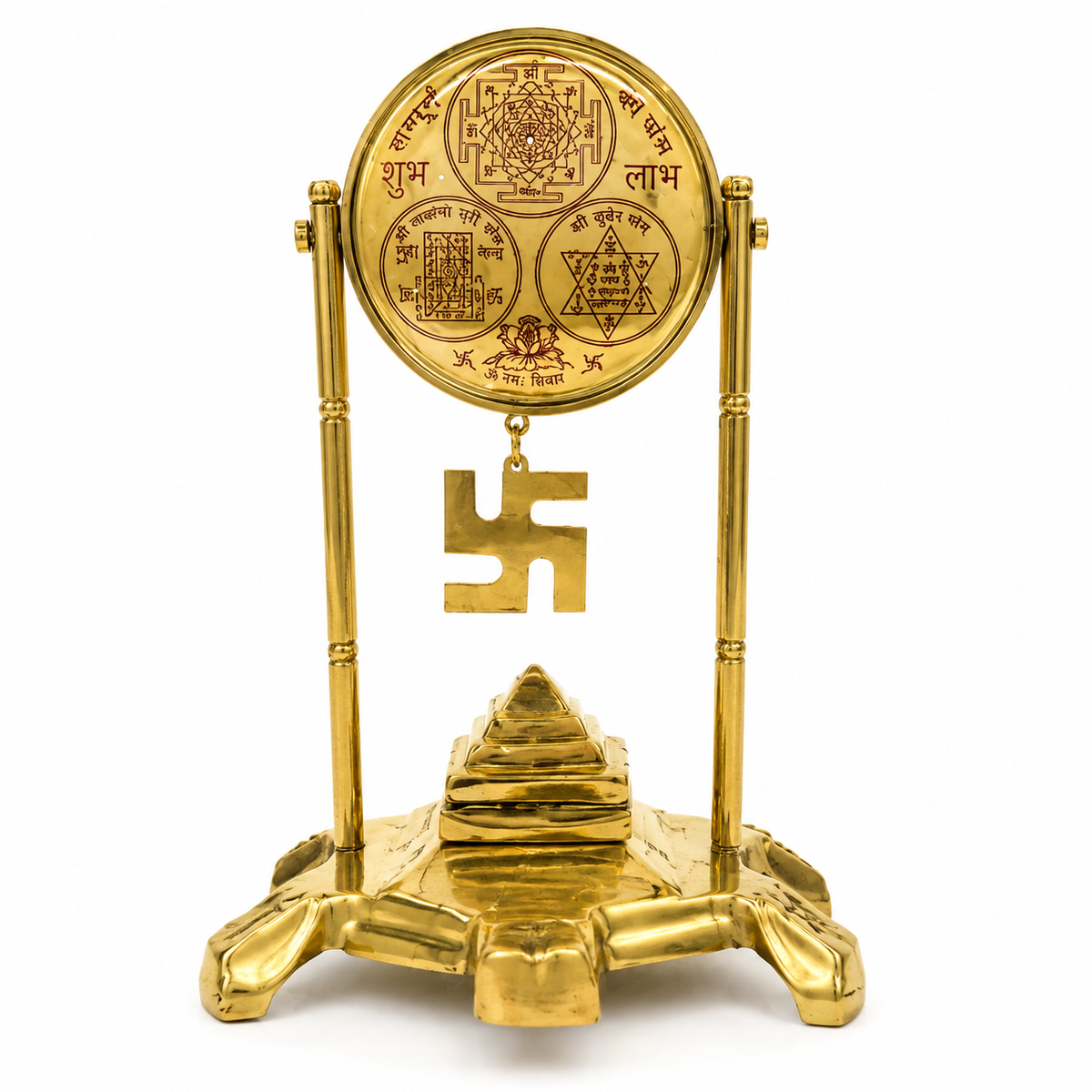 Handcrafted Brass Shree Yantra Tortoise Stand for Vastu & Prosperity