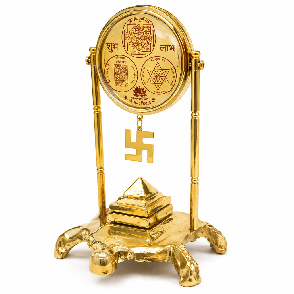 Handcrafted Brass Shree Yantra Tortoise Stand for Vastu & Prosperity