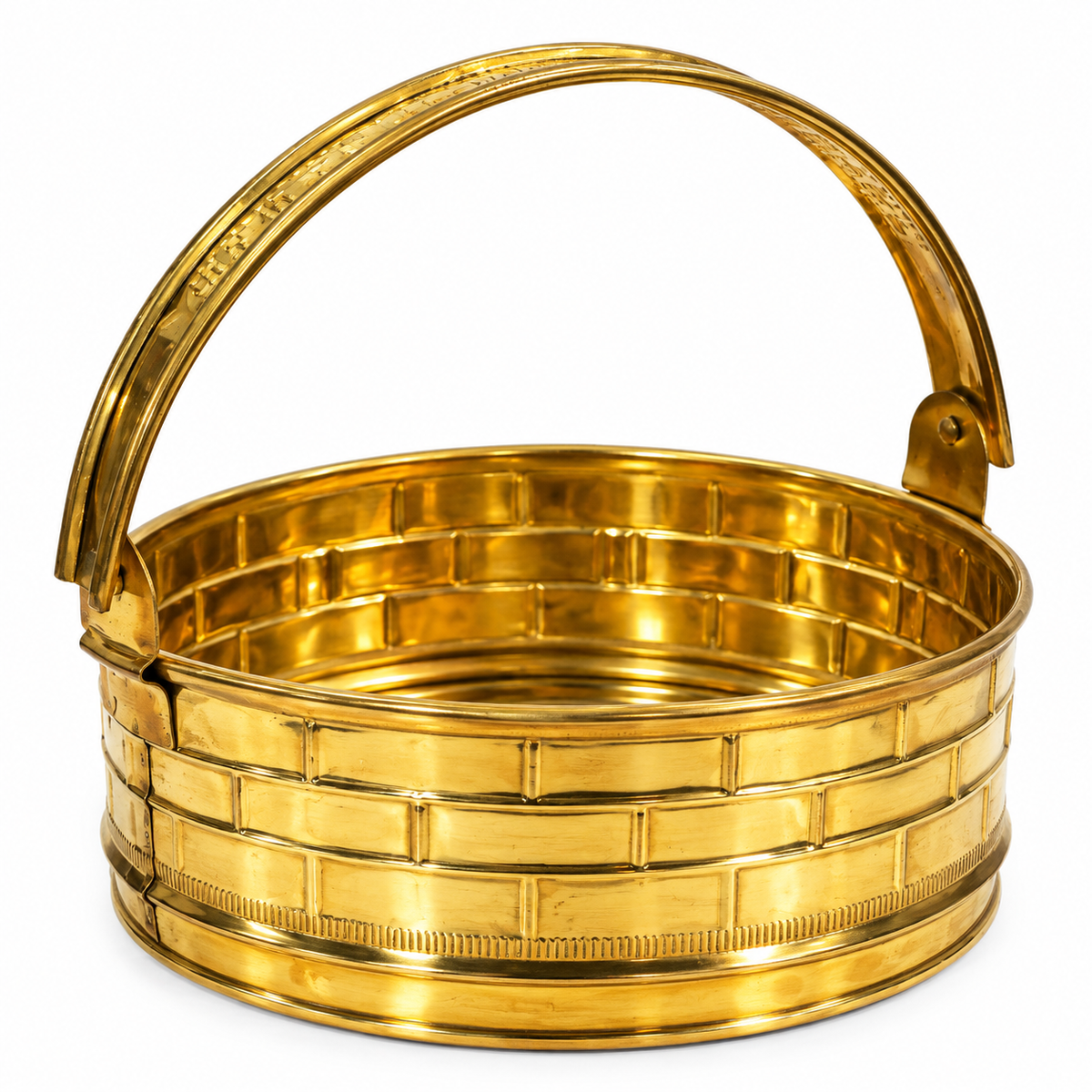 Premium Handcrafted Brass Pooja Basket with Handle