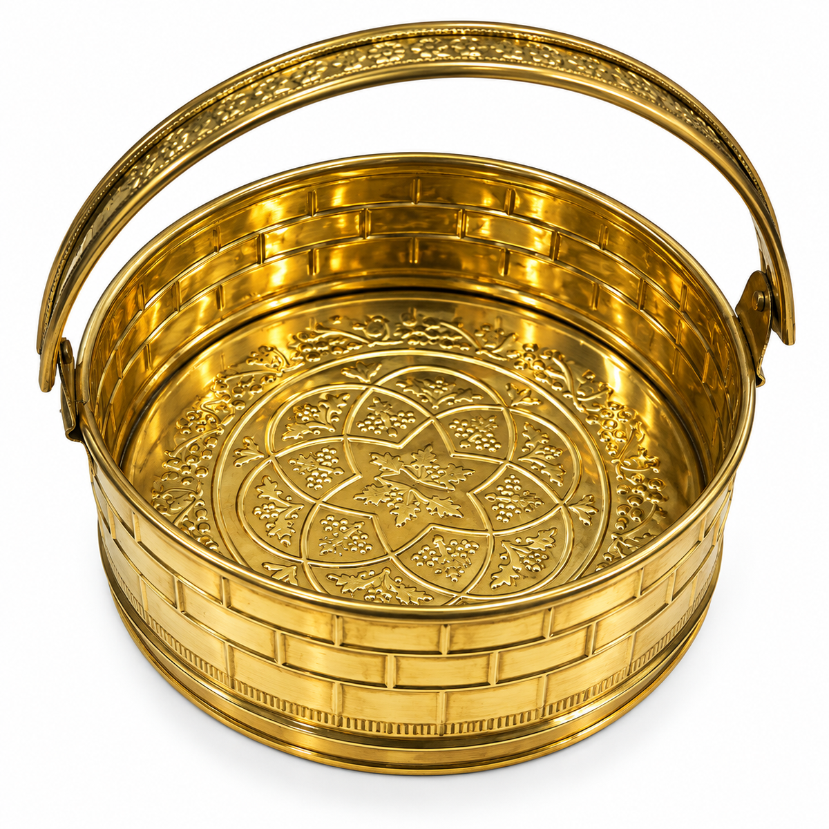 Premium Handcrafted Brass Pooja Basket with Handle