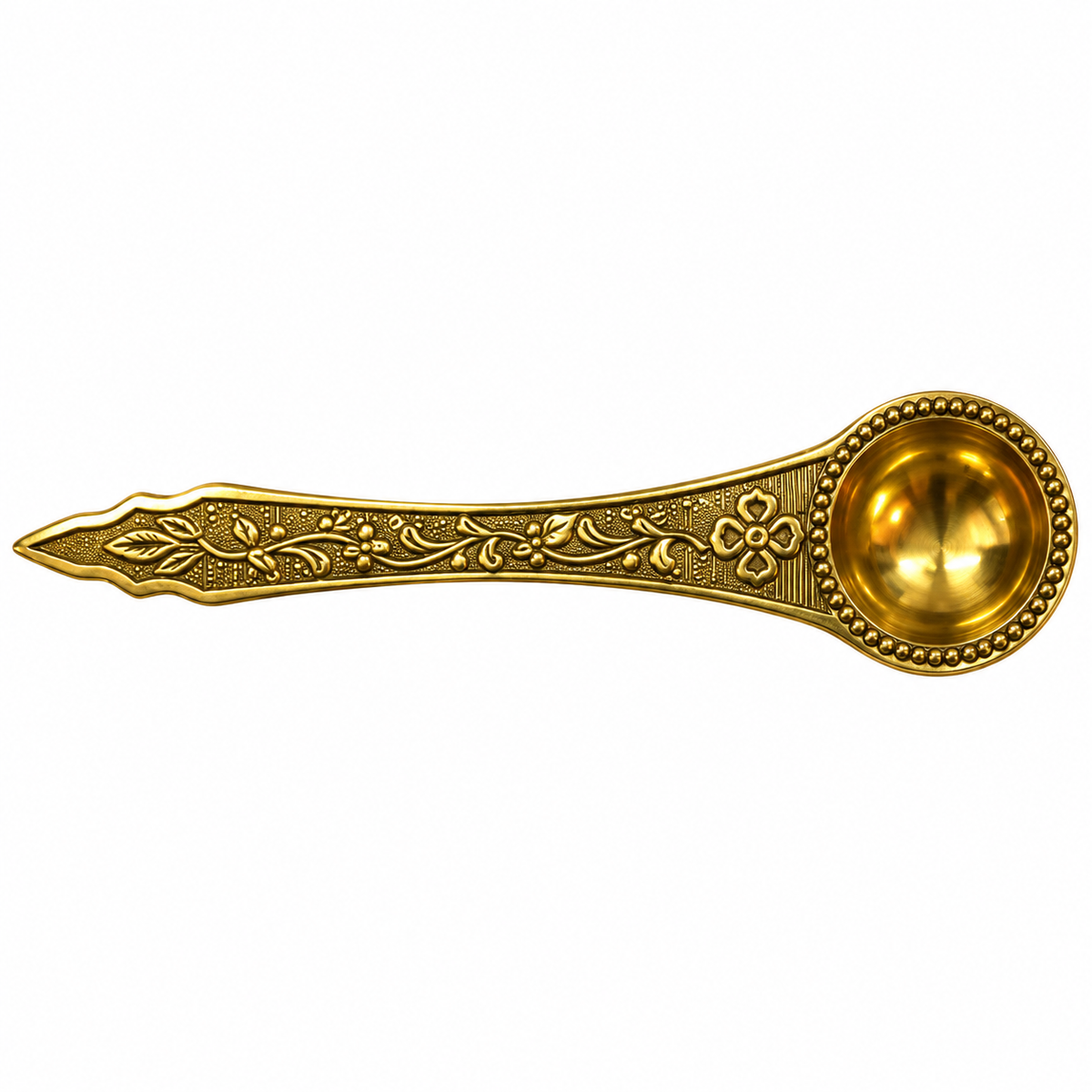 Premium Engraved Brass Pooja Spoon for Rituals