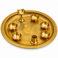Premium Brass Pooja Thali Set with 5 Diyas, Kalash & Pooja Cup