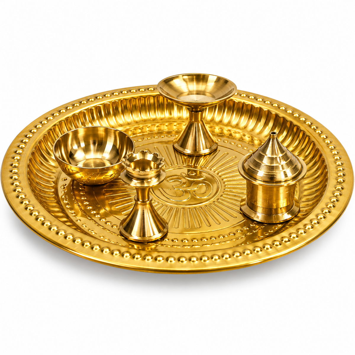 Premium Brass Pooja Thali Set with Diya 4