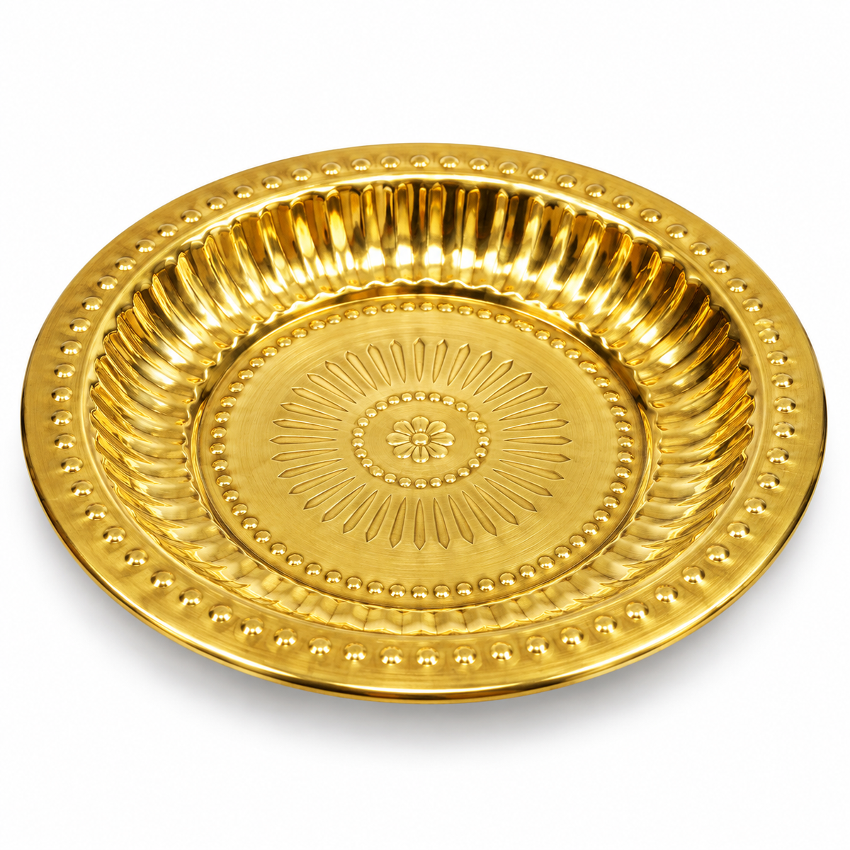 Handcrafted Designer Brass Pooja Plate