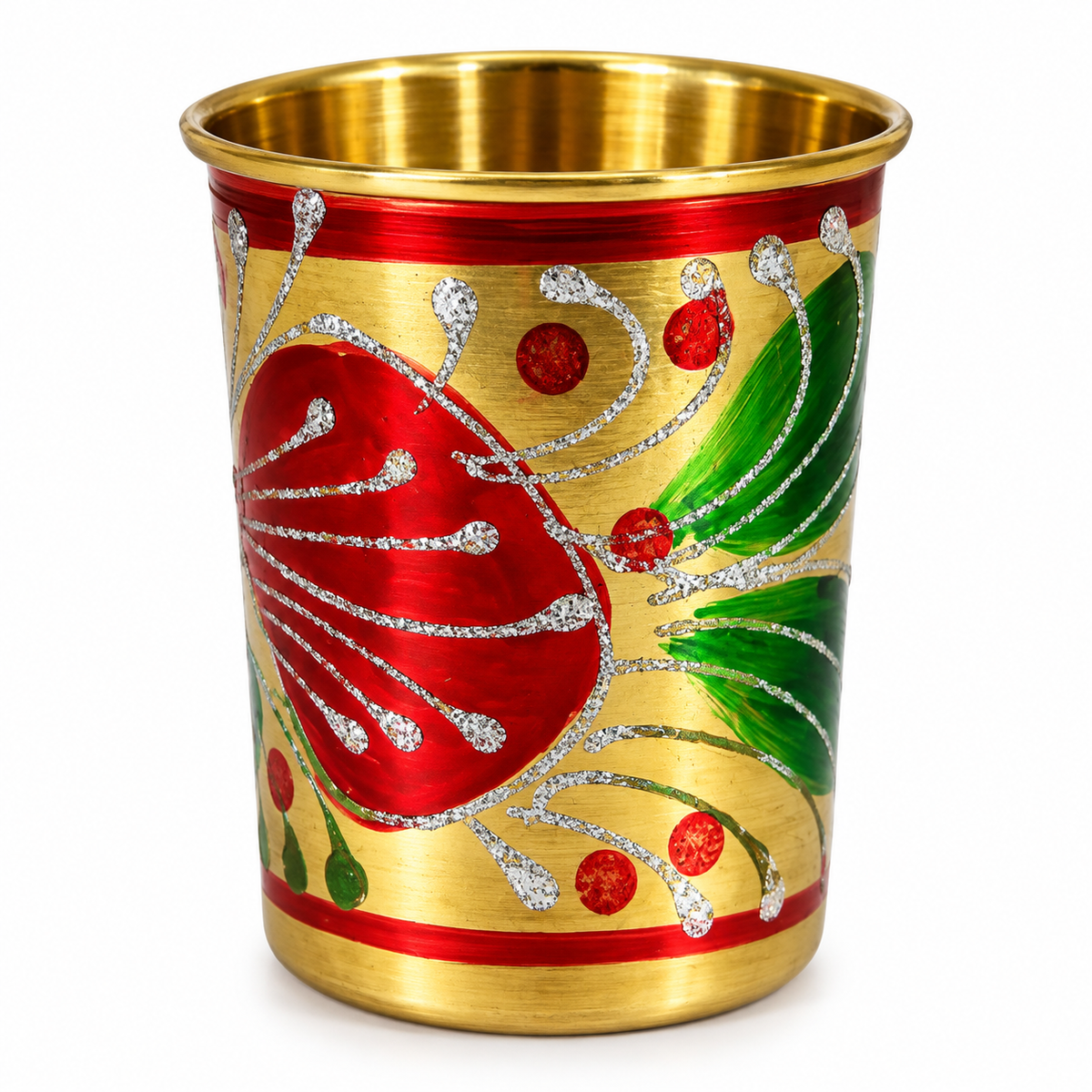 Handcrafted Hand-Painted Brass Drinking Glass