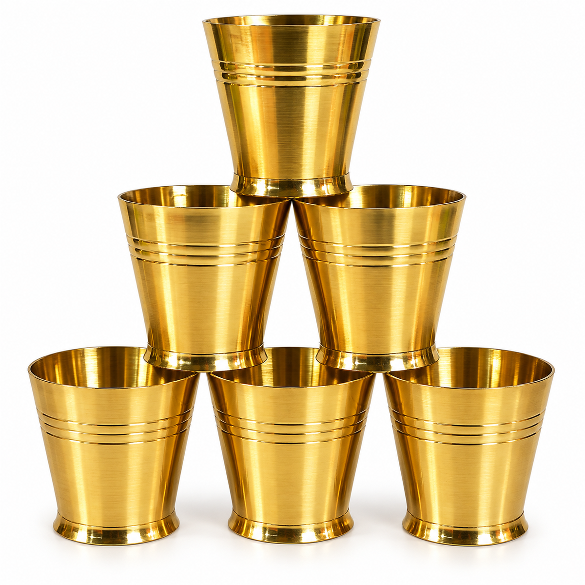 Premium Brass Glass Set (6 Pieces)