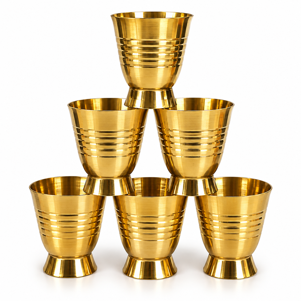 Premium Brass Glass Set (6 Pieces)