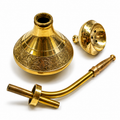 Brass hookah vessel in studio lighting