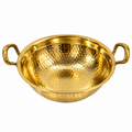 Handcrafted Hammered Brass Serving Kadhai with Dual Handles
