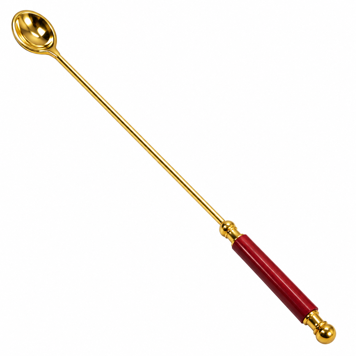 Premium Brass Havan Ghee Offering Spoon with Wooden Handle
