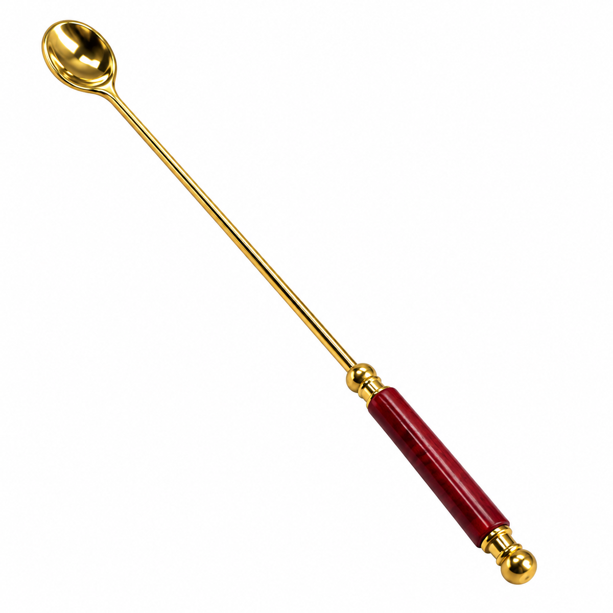 Premium Brass Havan Ghee Offering Spoon with Wooden Handle