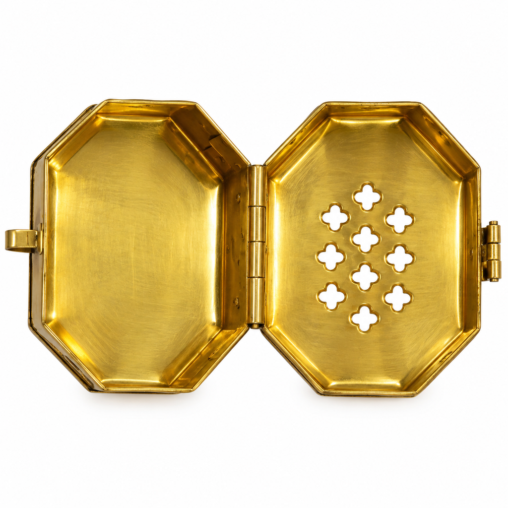 Handcrafted Brass Dhoop Dani with Lid | Traditional Camphor & Loban Burner