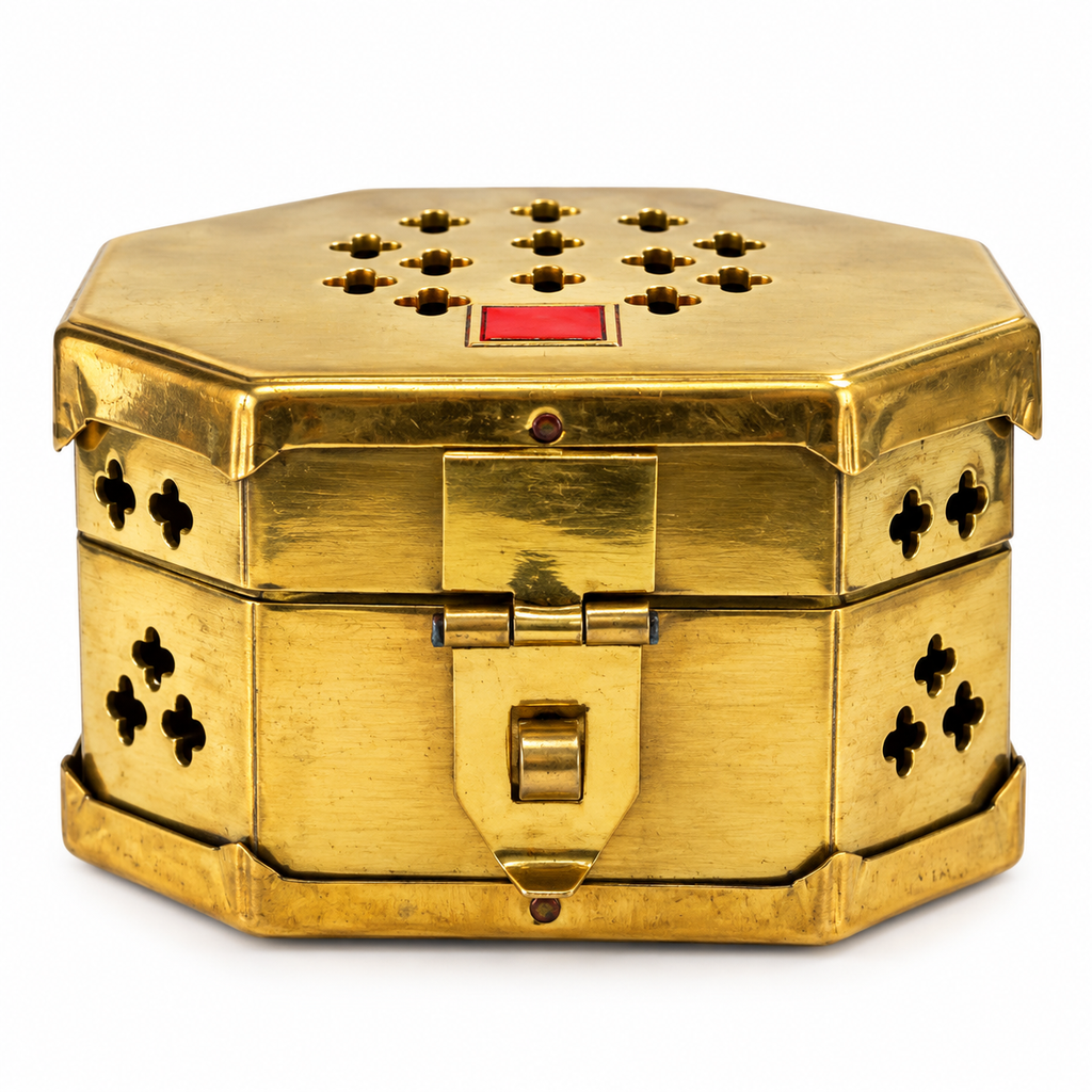 Handcrafted Brass Dhoop Dani with Lid | Traditional Camphor & Loban Burner
