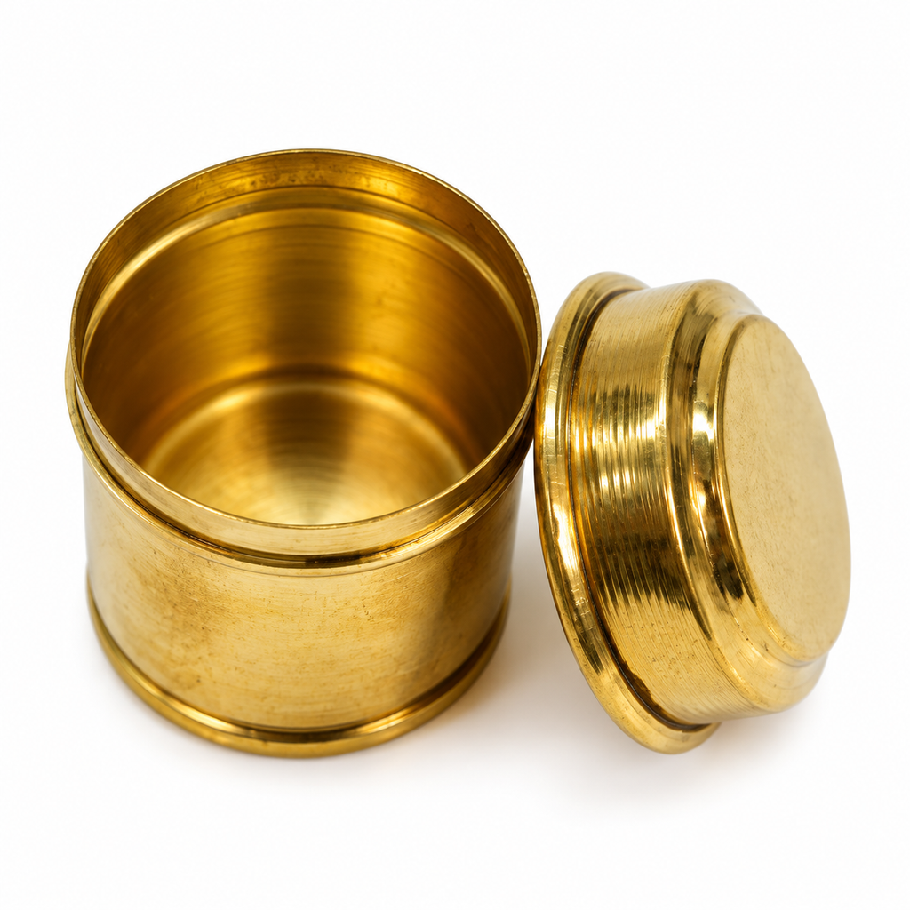 Handcrafted Brass Sindoor Box with Lid | Traditional Pooja & Kumkum Container