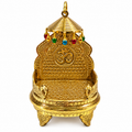 Handcrafted Brass Singhasan with Om Design | Premium Pooja Chowki for Laddu Gopal & Idols