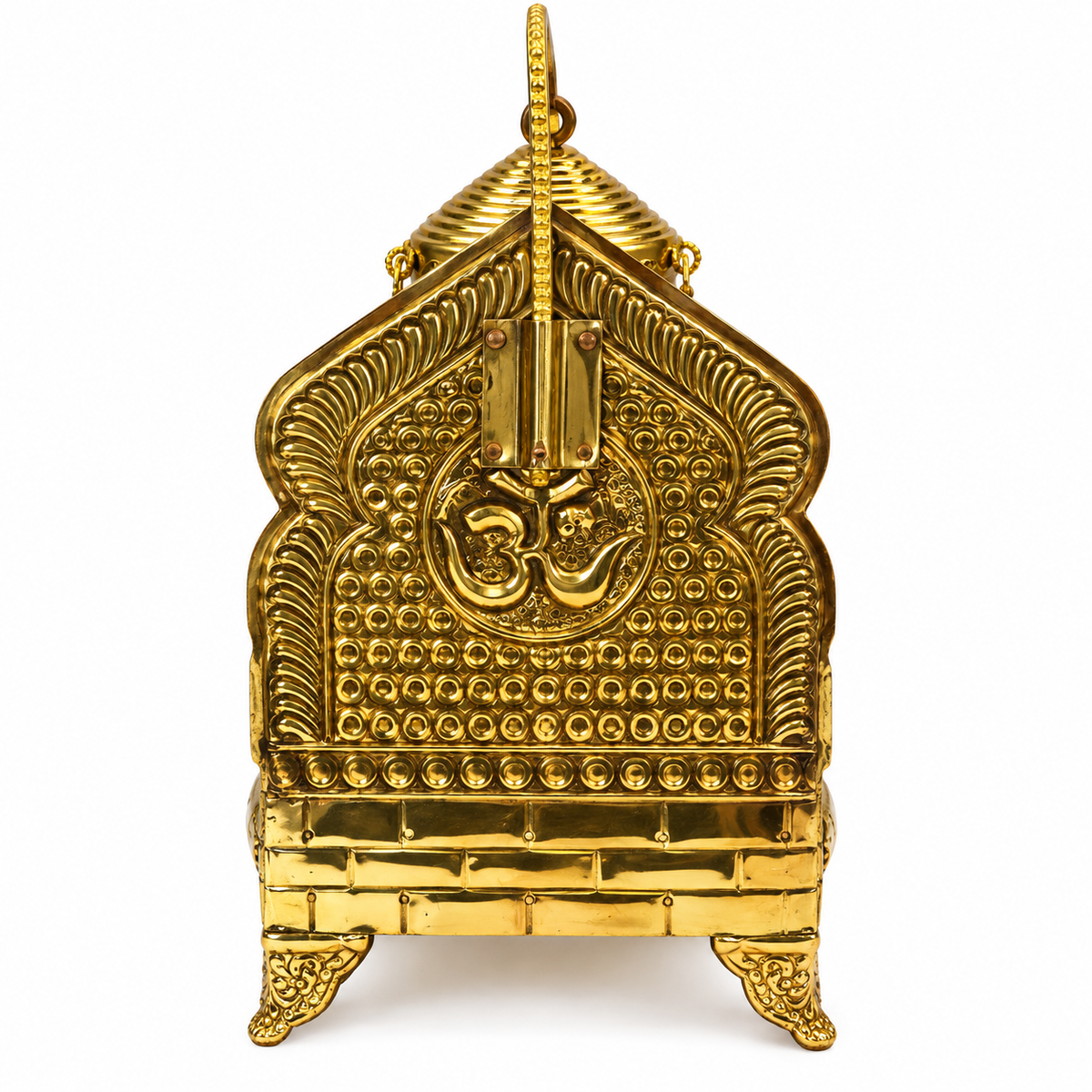 Handcrafted Brass Singhasan with Om Design | Premium Pooja Chowki for Laddu Gopal & Idols