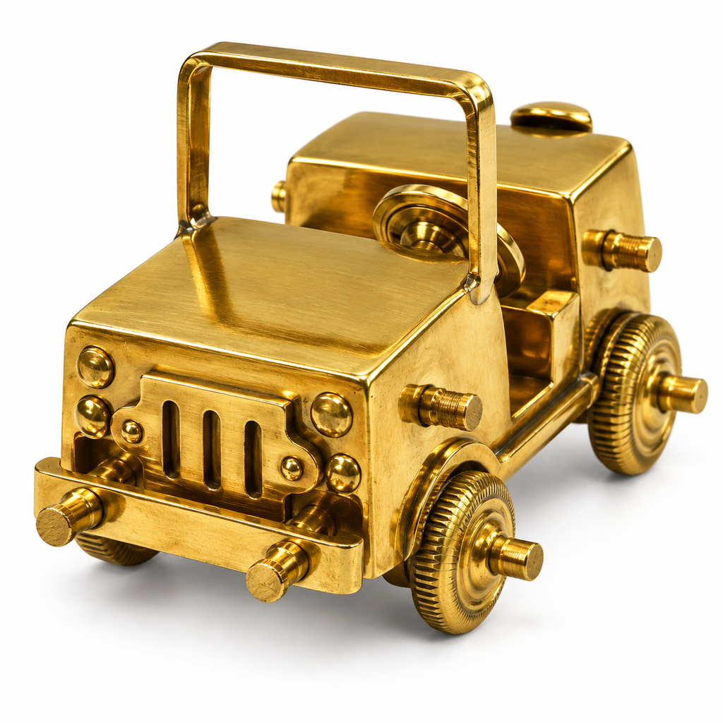 Premium Brass Open-Jeep Collectible Miniature Toy / Table Decor