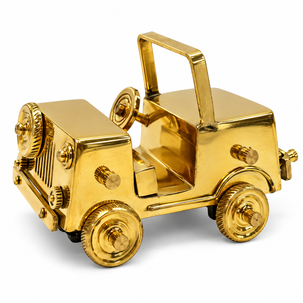 Premium Brass Open-Jeep Collectible Miniature Toy / Table Decor