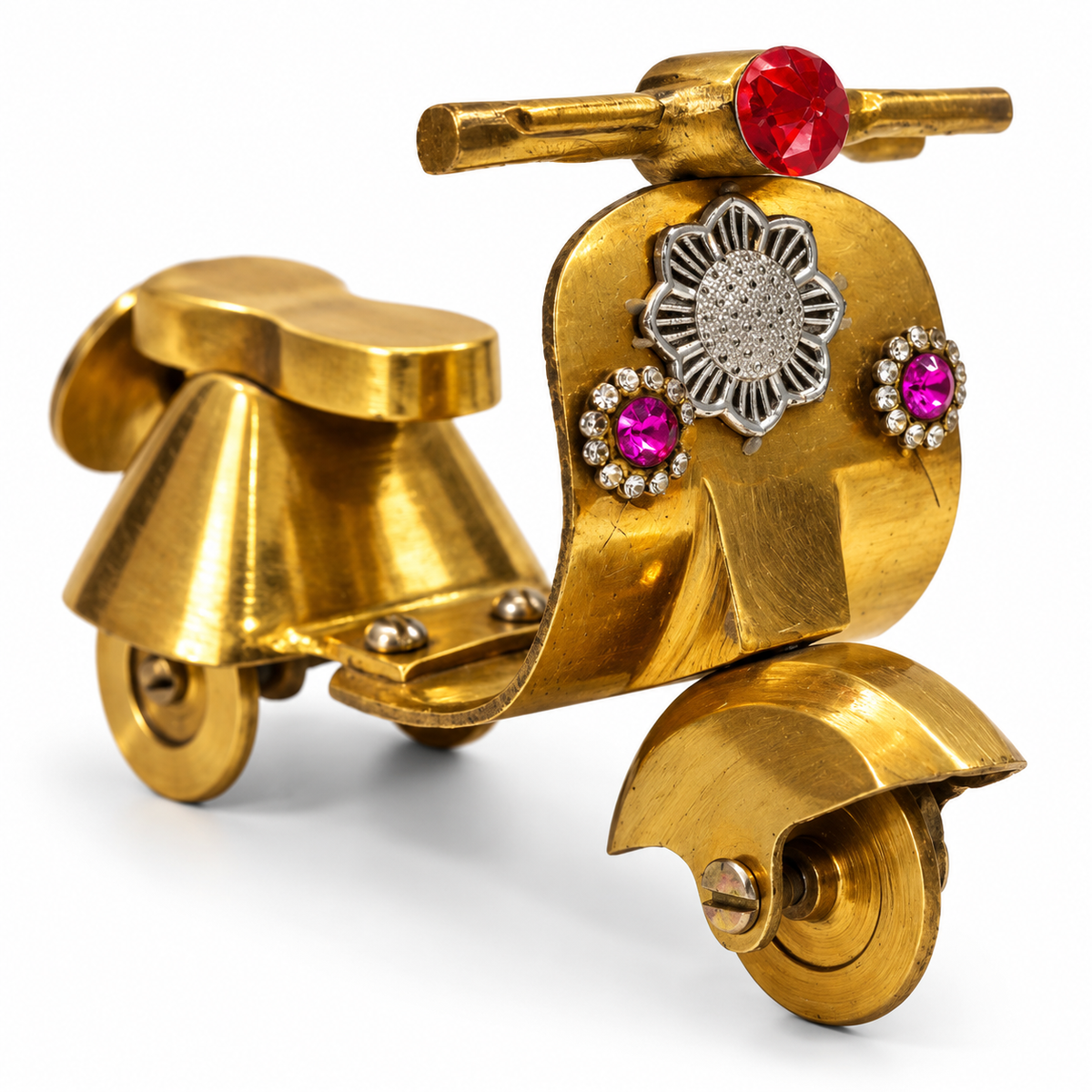 Antique Brass Scooter Showpiece | Handcrafted Miniature Vespa Toy for Gift & Living Room Decor