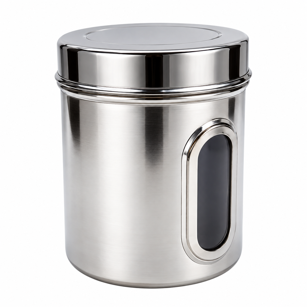 Premium Stainless Steel Airtight Kitchen Container with Transparent See-Through Window (Silver) - Ideal for Tea, Sugar, Coffee, Spices & Dry Fruits