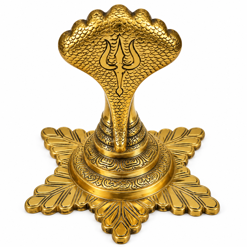 Premium Antique Brass Nag Devta Statue | Traditional Cobra Snake Idol for Home Temple Decor