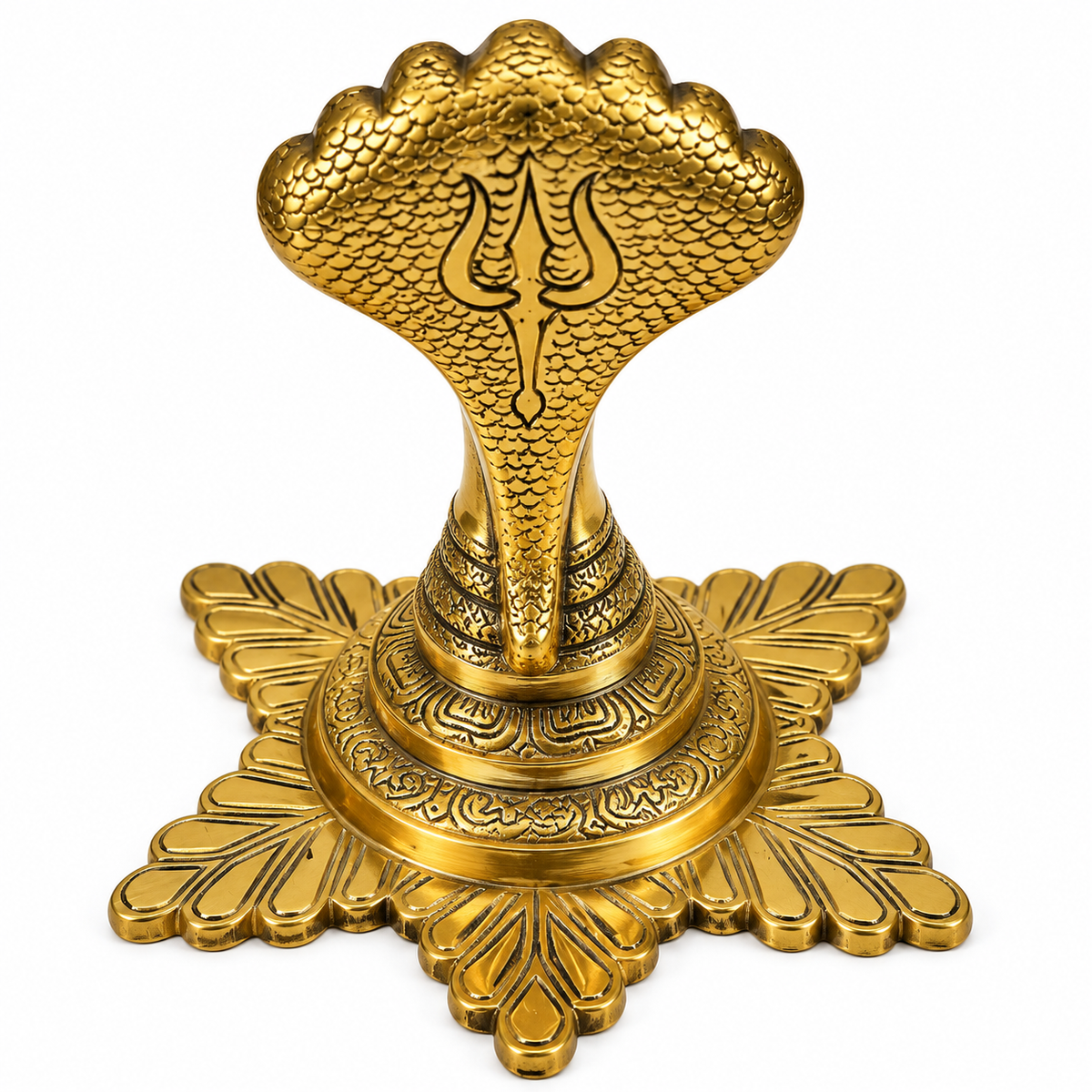 Premium Antique Brass Nag Devta Statue | Traditional Cobra Snake Idol for Home Temple Decor