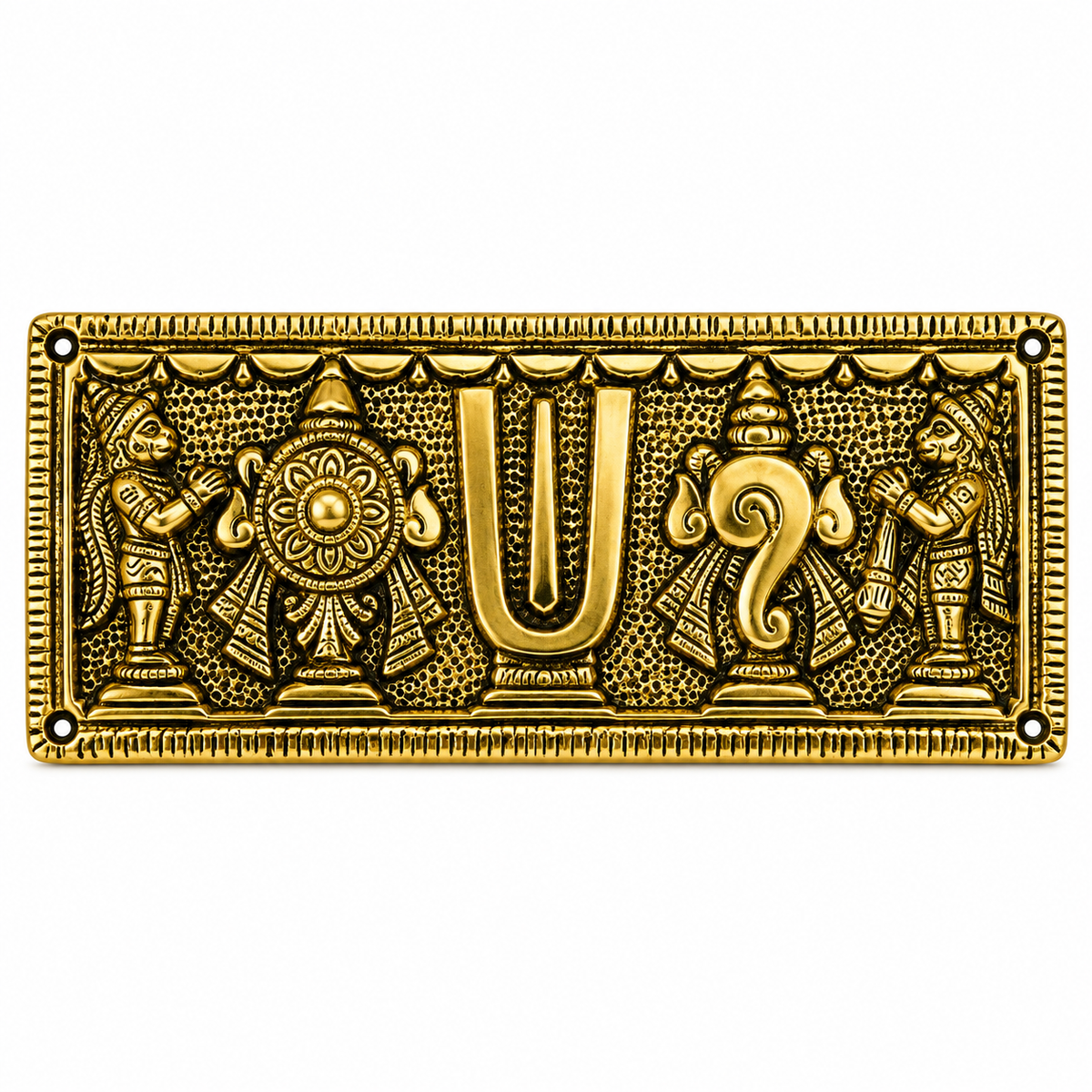 Antique Brass Tirupati Balaji Shanku Chakra Namam Wall Hanging Plaque