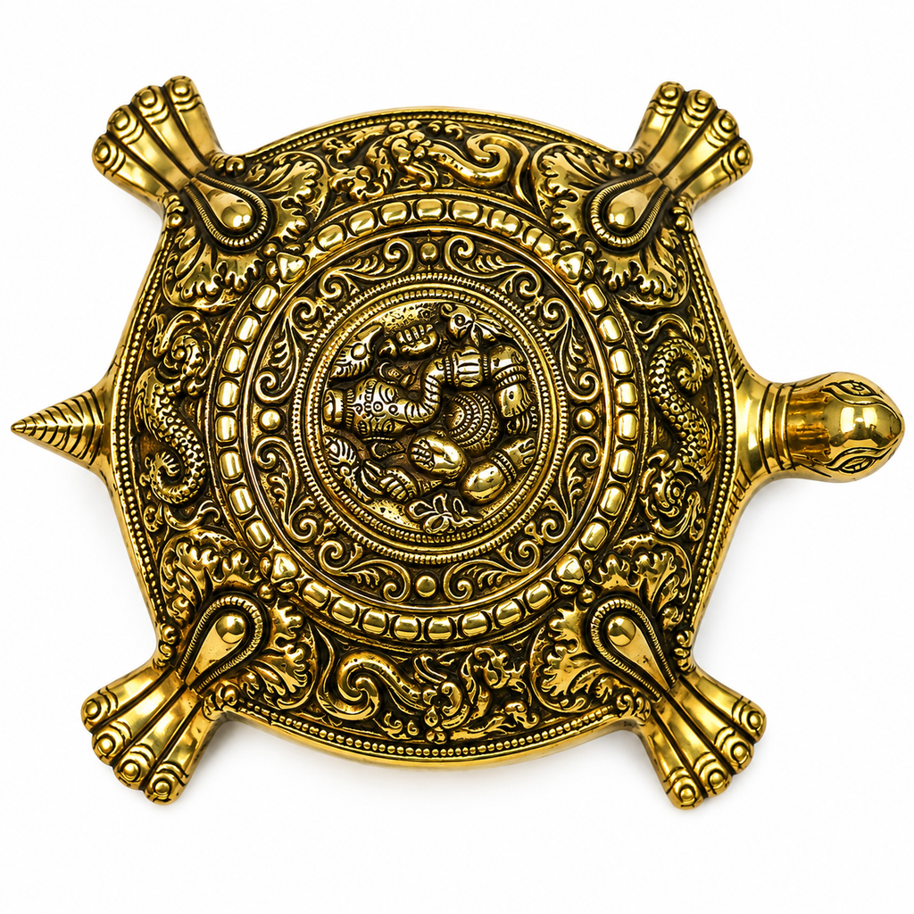 Decorative Antique Brass Tortoise Idol / Vastu Kachua Feng Shui Decor