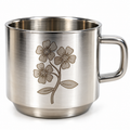 Floral Engraved Stainless Steel Tea and Coffee Mug
