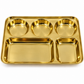 Premium Pure Brass 5-Compartment Dinner Plate | Traditional Pital Partition Bhojan Thali