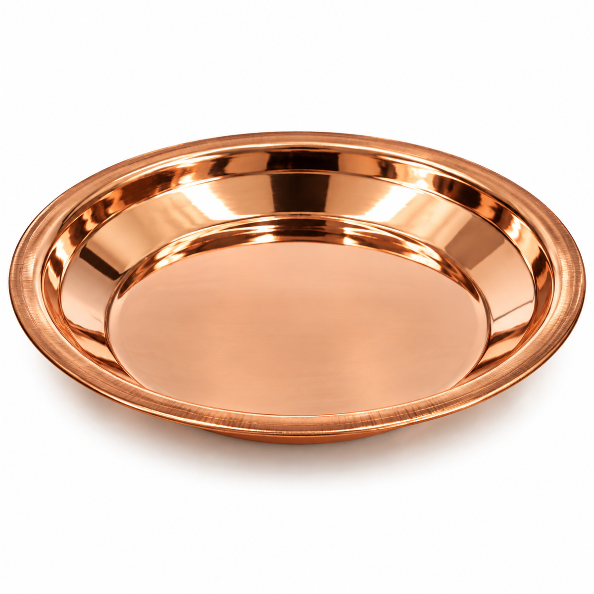 Premium Pure Copper Mirror Finish Plate | Traditional Puja & Serving Thali