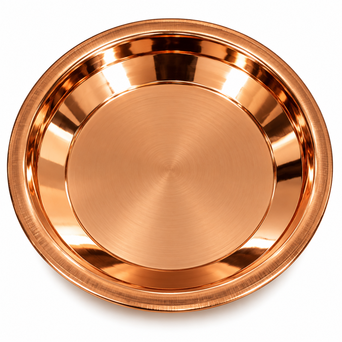 Premium Pure Copper Mirror Finish Plate | Traditional Puja & Serving Thali
