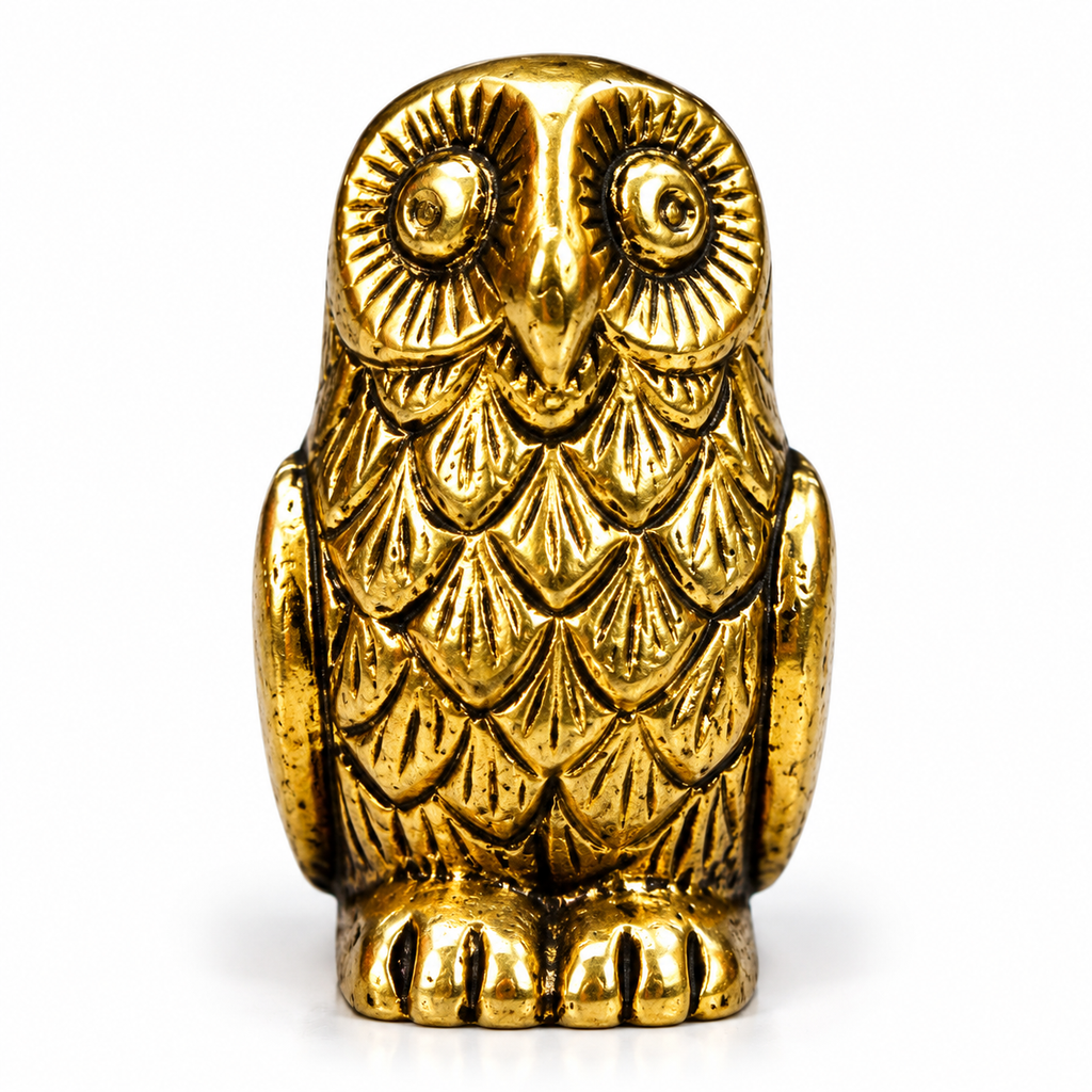 Antique Brass Decorative Owl Figurine | Handcrafted Brass Owl Statue for Home & Office Decor