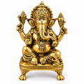 Gold Plated Lord Ganesha Idol on Singhasan | Antique Ganpati Murti for Pooja, Home Temple & Decor