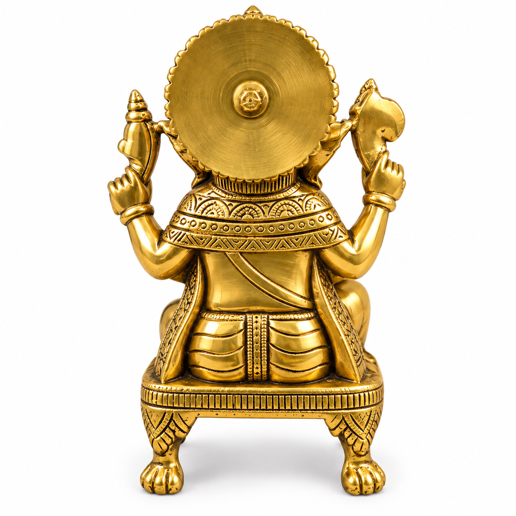 Gold Plated Lord Ganesha Idol on Singhasan | Antique Ganpati Murti for Pooja, Home Temple & Decor
