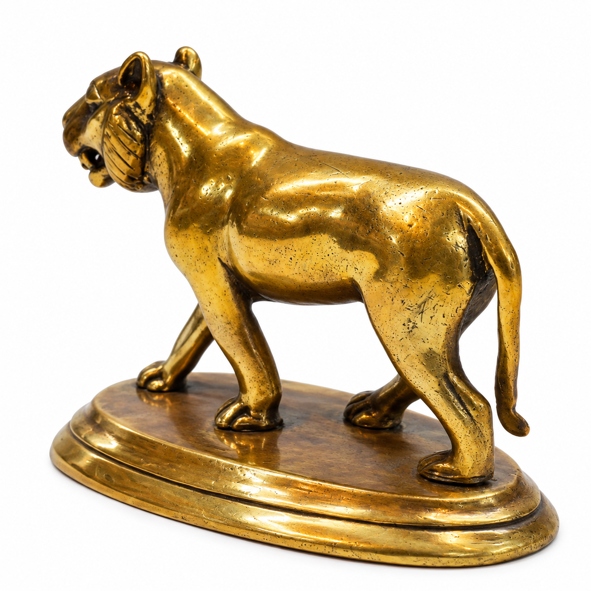Antique Miniature Lioness Statue for Home Decor, Office Desk & Collectibles