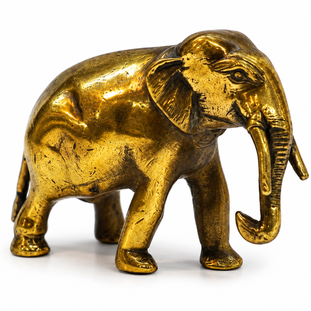 Royal Antique Finish Brass Elephant Statue – Premium Home Decor Showpiece