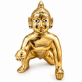 Brass Crawling Laddu Gopal Idol | Bal Gopal Krishna Murti with Makhan Laddu for Pooja & Home Temple