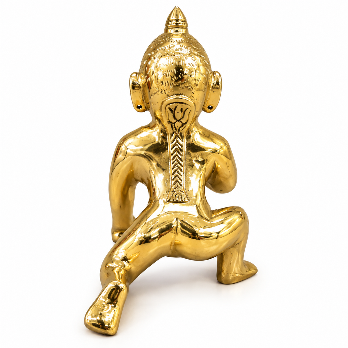 Brass Crawling Laddu Gopal Idol | Bal Gopal Krishna Murti with Makhan Laddu for Pooja & Home Temple