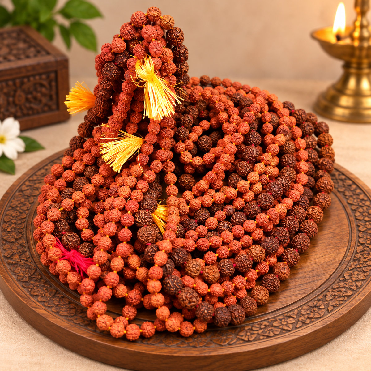 Natural Rudraksha Mala | Traditional Rudraksha Beads Mala for Pooja, Meditation & Spiritual Wear