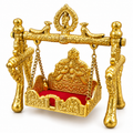 Designer Brass Laddu Gopal Jhula | Decorative Krishna Swing with Chain for Pooja & Home Temple