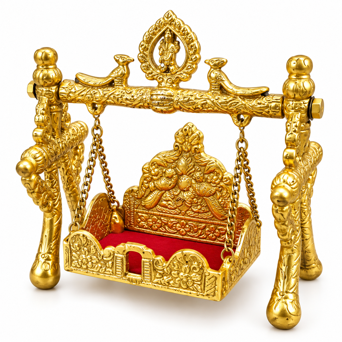 Designer Brass Laddu Gopal Jhula | Decorative Krishna Swing with Chain for Pooja & Home Temple