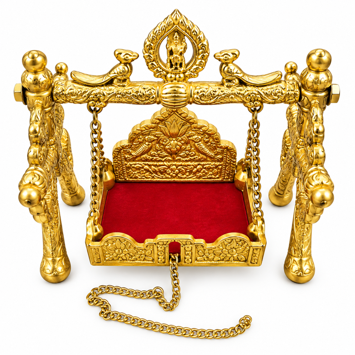 Designer Brass Laddu Gopal Jhula | Decorative Krishna Swing with Chain for Pooja & Home Temple