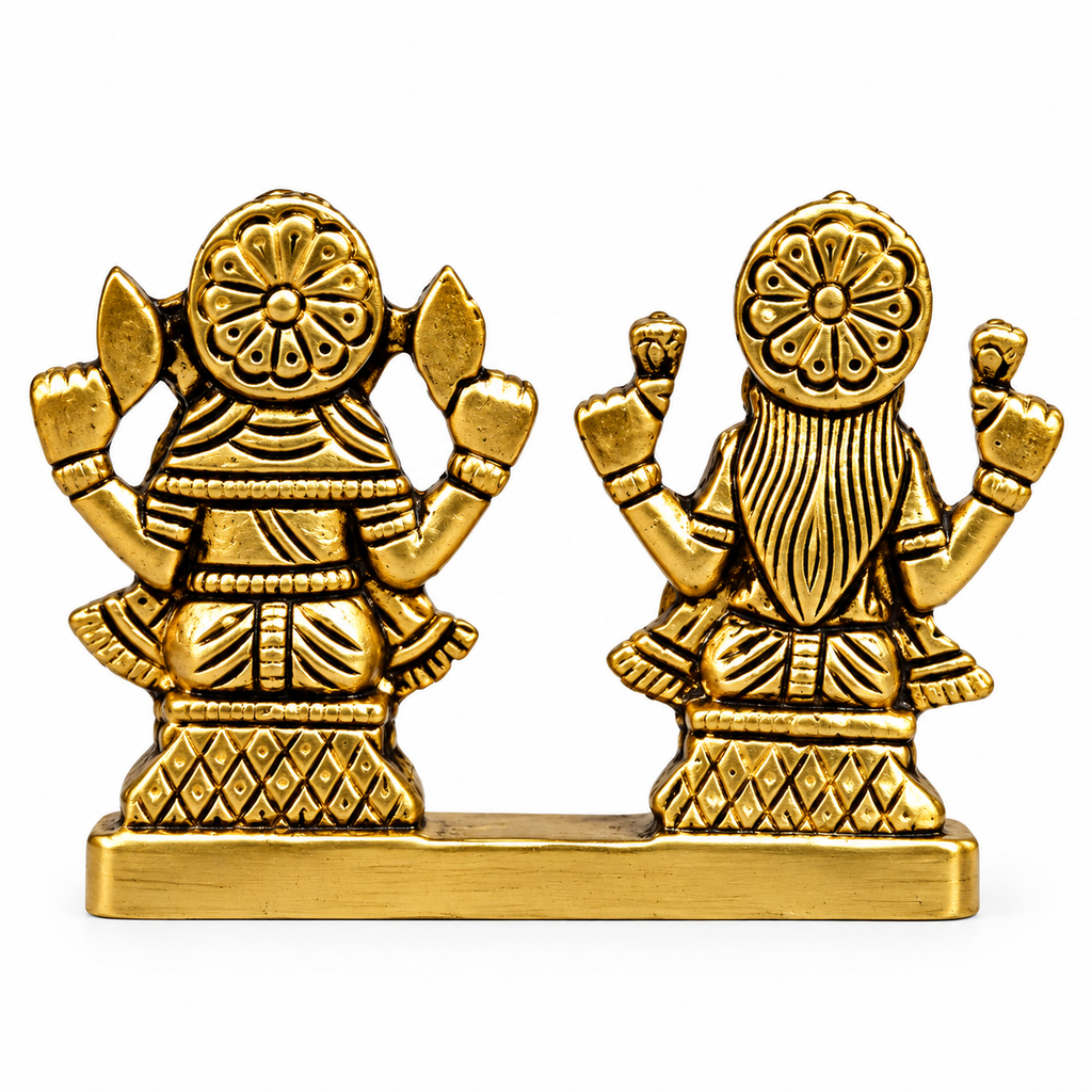 Brass Lakshmi Ganesh Ji Idol Set | Laxmi Ganesh Murti for Pooja, Home Temple & Diwali Gift