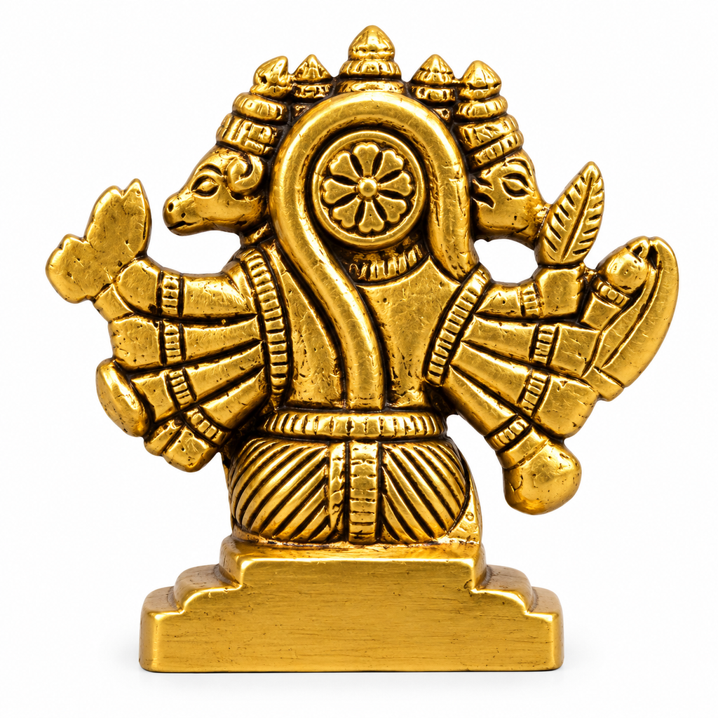 Brass Panchmukhi Hanuman Ji Idol | Panchmukhi Bajrangbali Murti for Pooja, Mandir & Home Decor